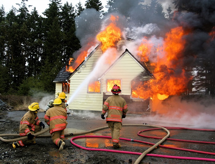 Firefighters Battling House Fire